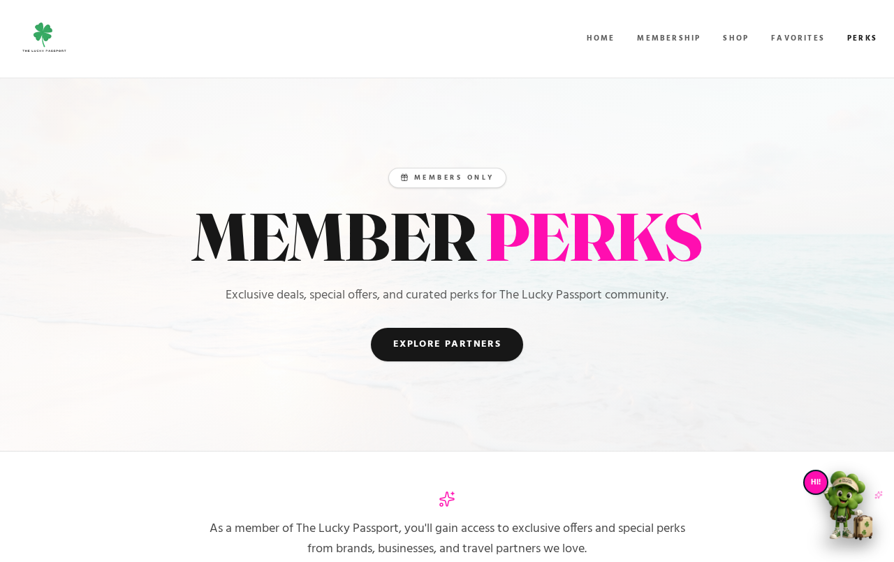 The Lucky Passport member perks page