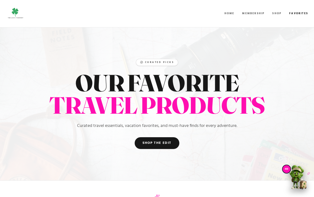 The Lucky Passport favorite travel products page